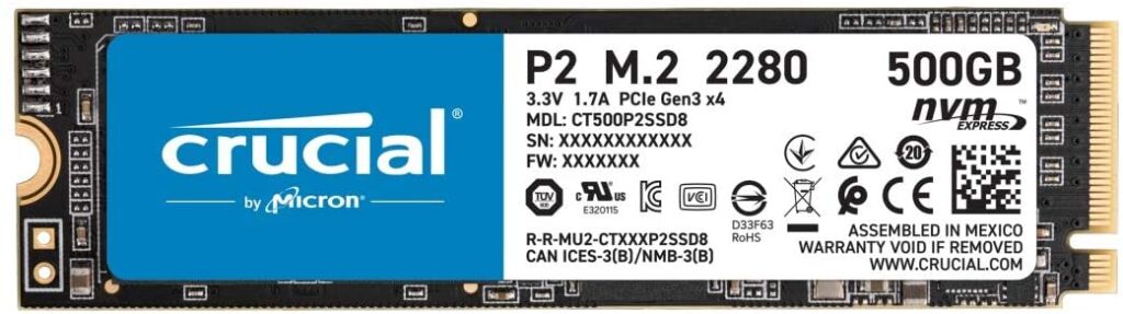 Crucial P2 500GB 3D NAND NVMe PCIe M.2 SSD